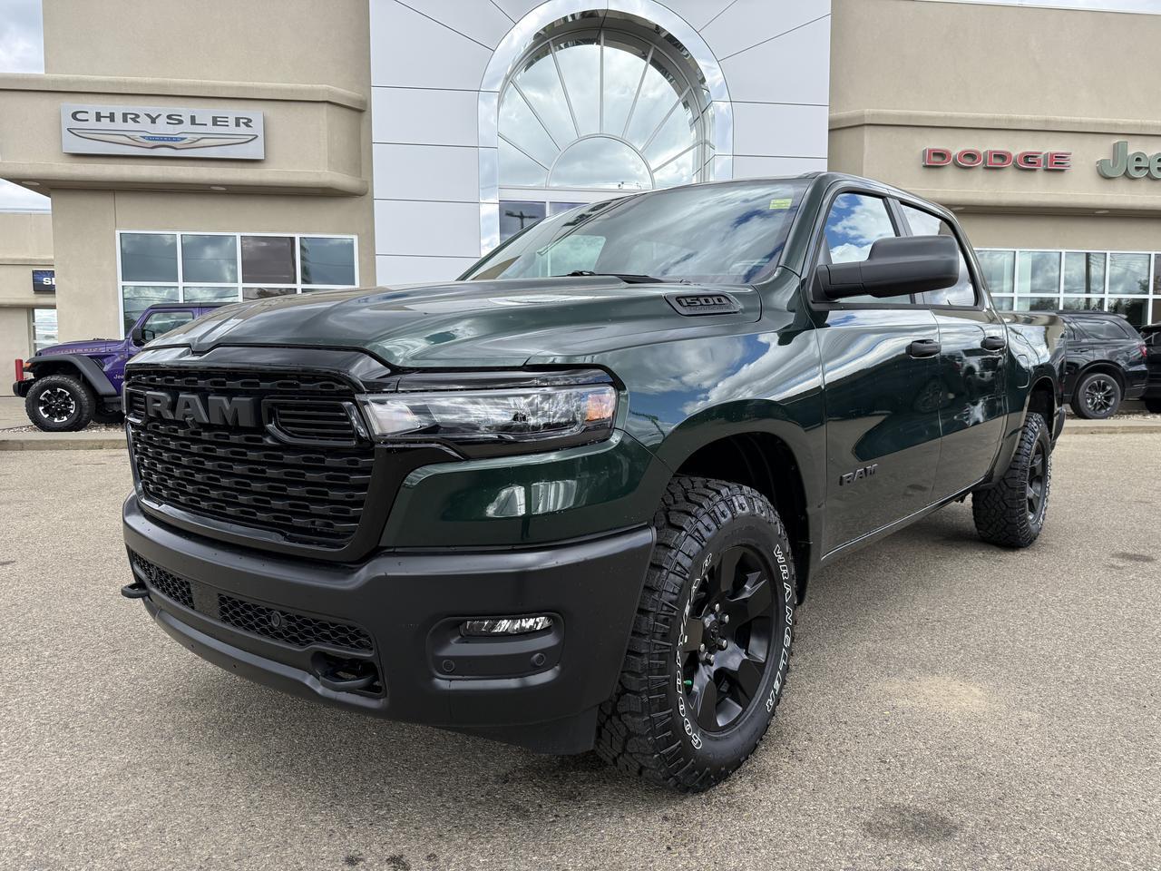 2027 Ram 1500 Warlock Crew Cab 4x4 | V6 | Serrano Green | Black Cloth Bench Seat | Trailer Brake Control Redwater AB