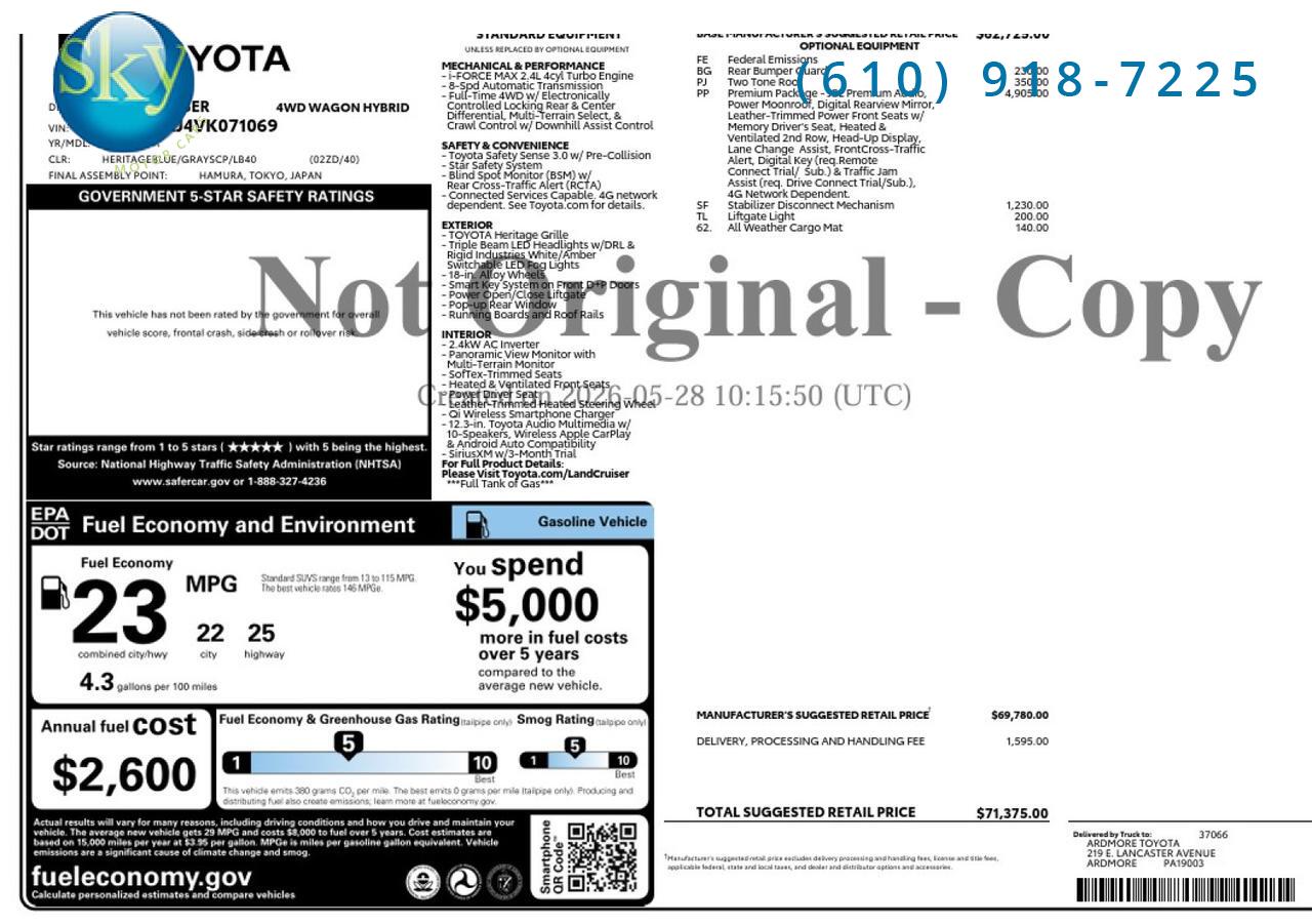 2027 Toyota Land Cruiser 4WD Wagon Hybrid Premium Package