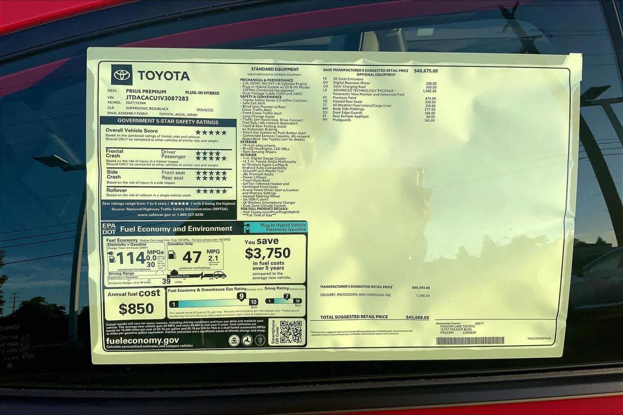 2027 Toyota Prius Plug-In Hybrid XSE Premium Folsom CA